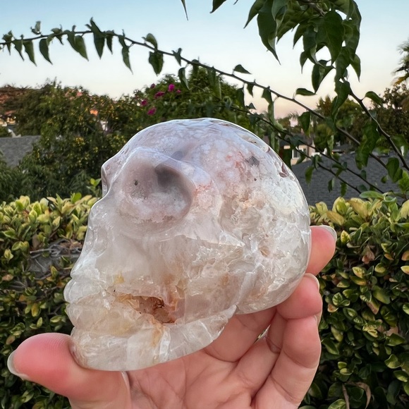 Quartzy Flower Agate Skull - Picture 6 of 10